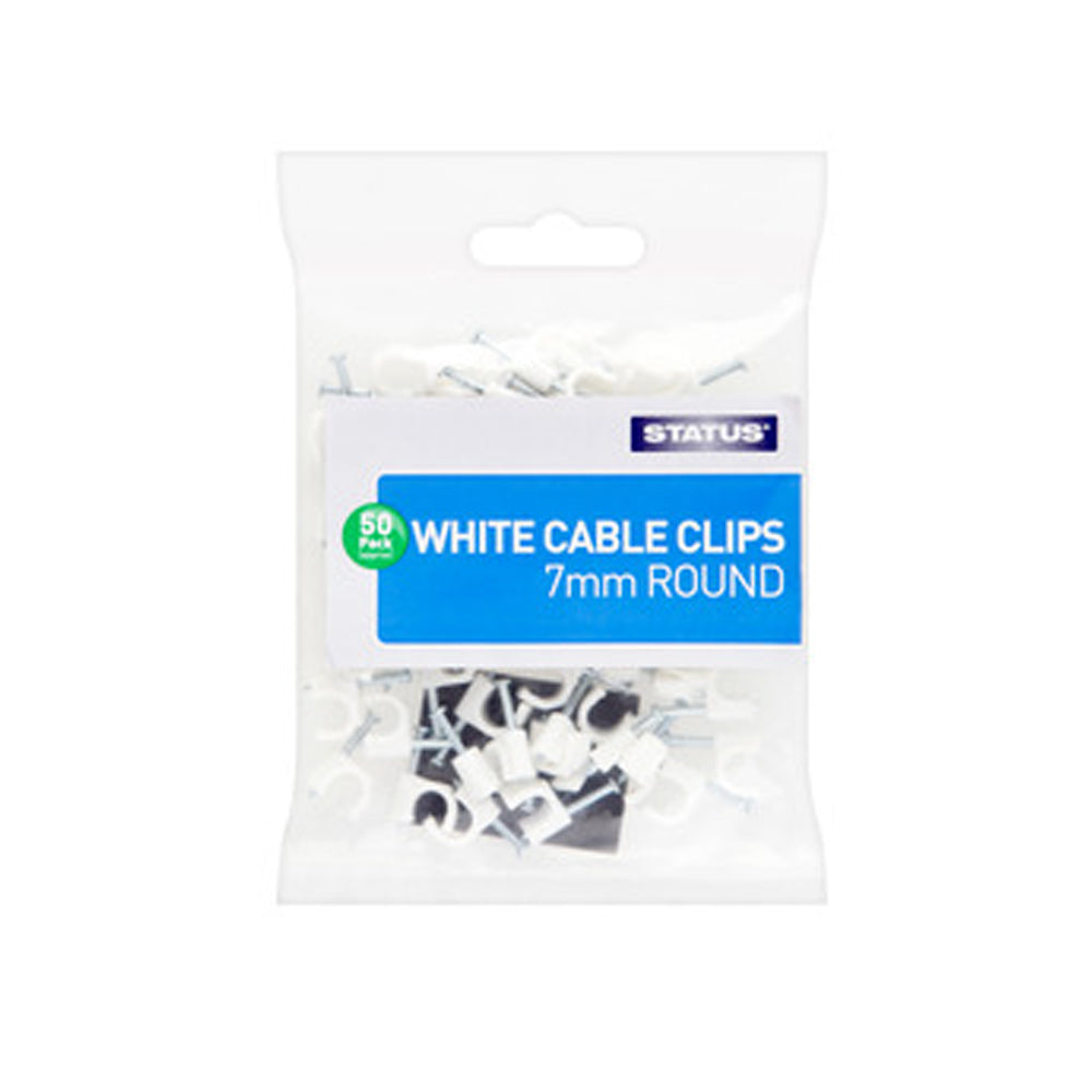 Status-White-Cable-Clips-7mm Status-White-Cable-Clips-7mm